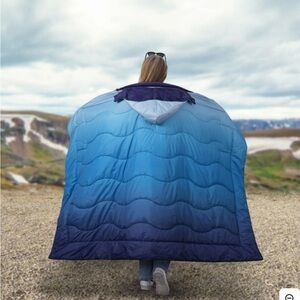 Below Zero Outdoor Blue Hooded Blanket